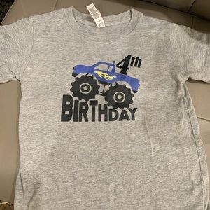 Monster truck 4th birthday shirt